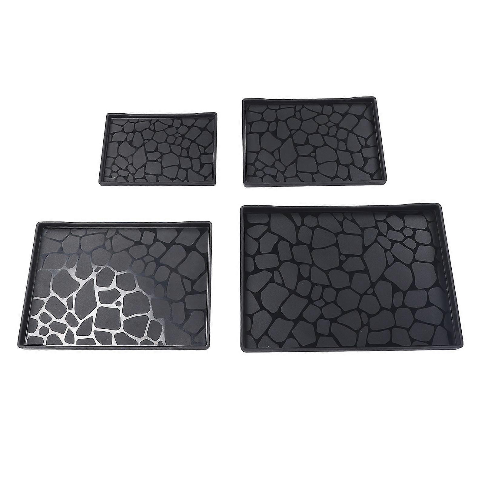 4PCS Lightweight Black Plastic Serving Trays 79oz Rectangular