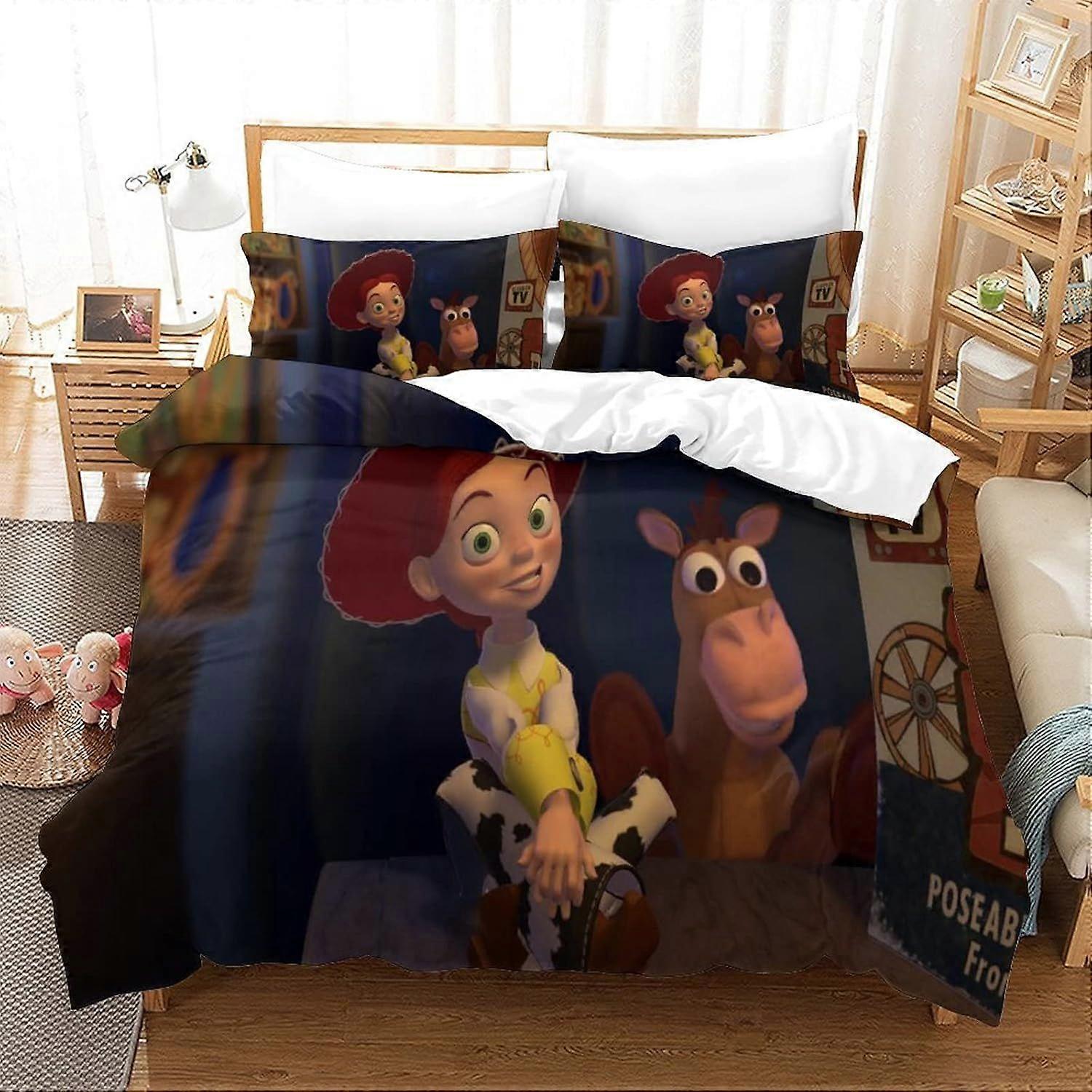 Bedding Single Bed Set Toy Story Printed Single Size Bedding Sets Super Soft Microfiber Duvet Covers with Zipper with Pillowcases Hypoallergenic 140x2