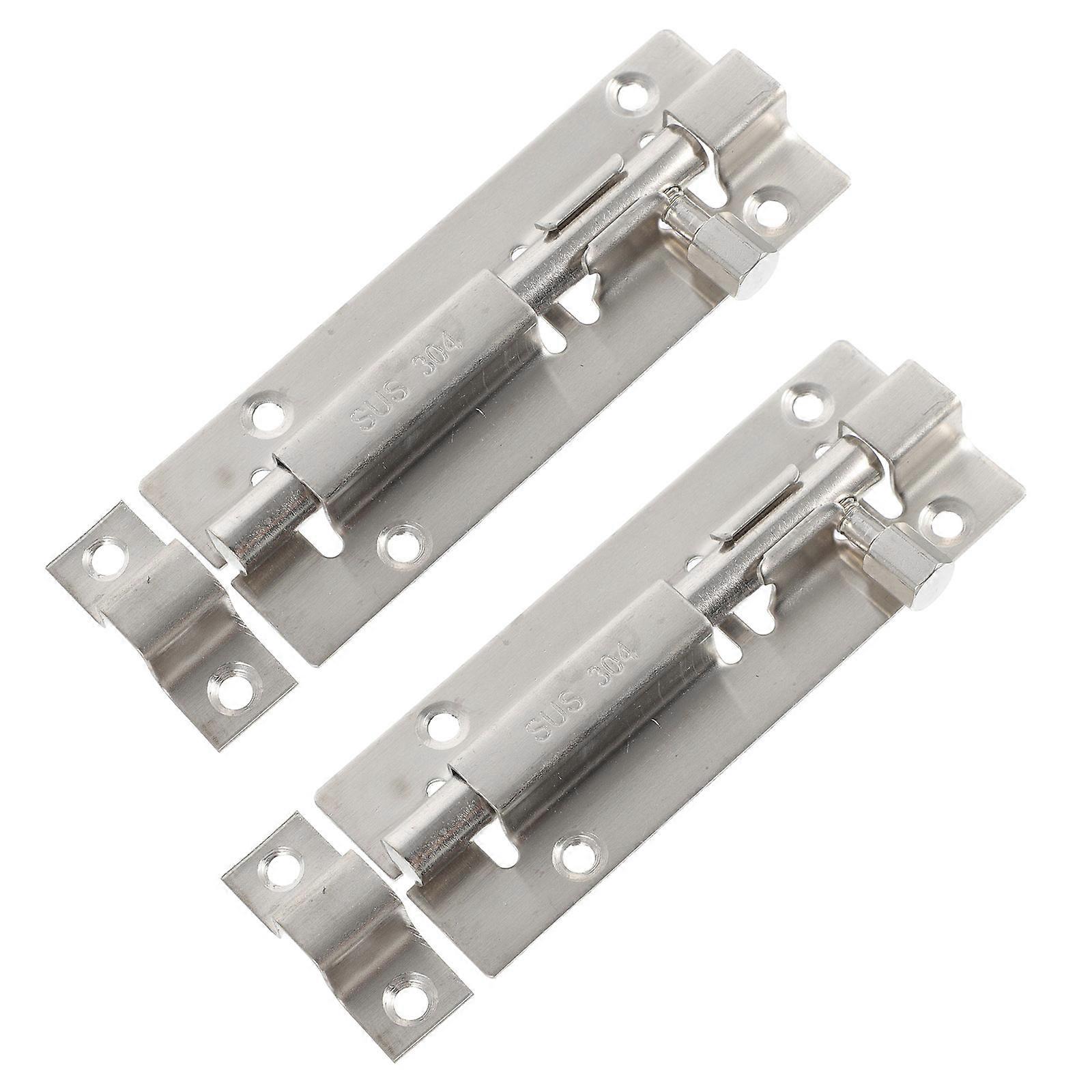 Door Security Sliding Latch Lock Stainless Steel Bolt for Home 2Pcs Set