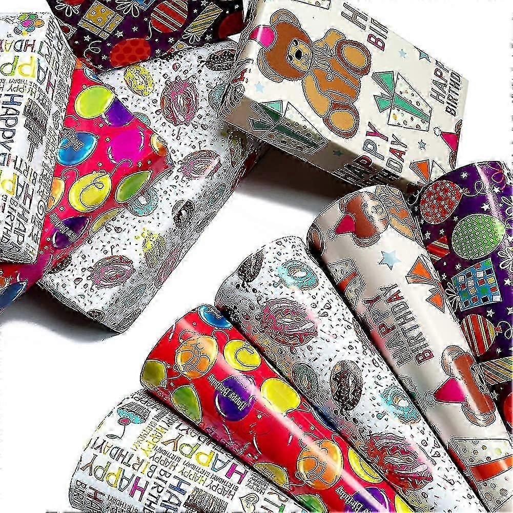 Cartoon Gift Wrapping Paper Set Joyeux anniversaire Papiers d’emballage cadeau, Emballage mignon