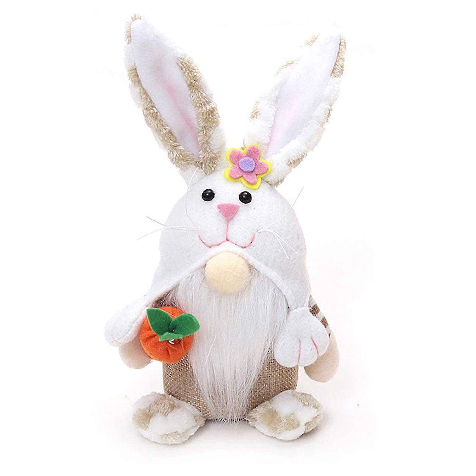Easter Bunny Gnome Decoration Plush Handmade Swedish Tomte Elf Doll Rabbit for Farmhouse Holiday Party Decor
