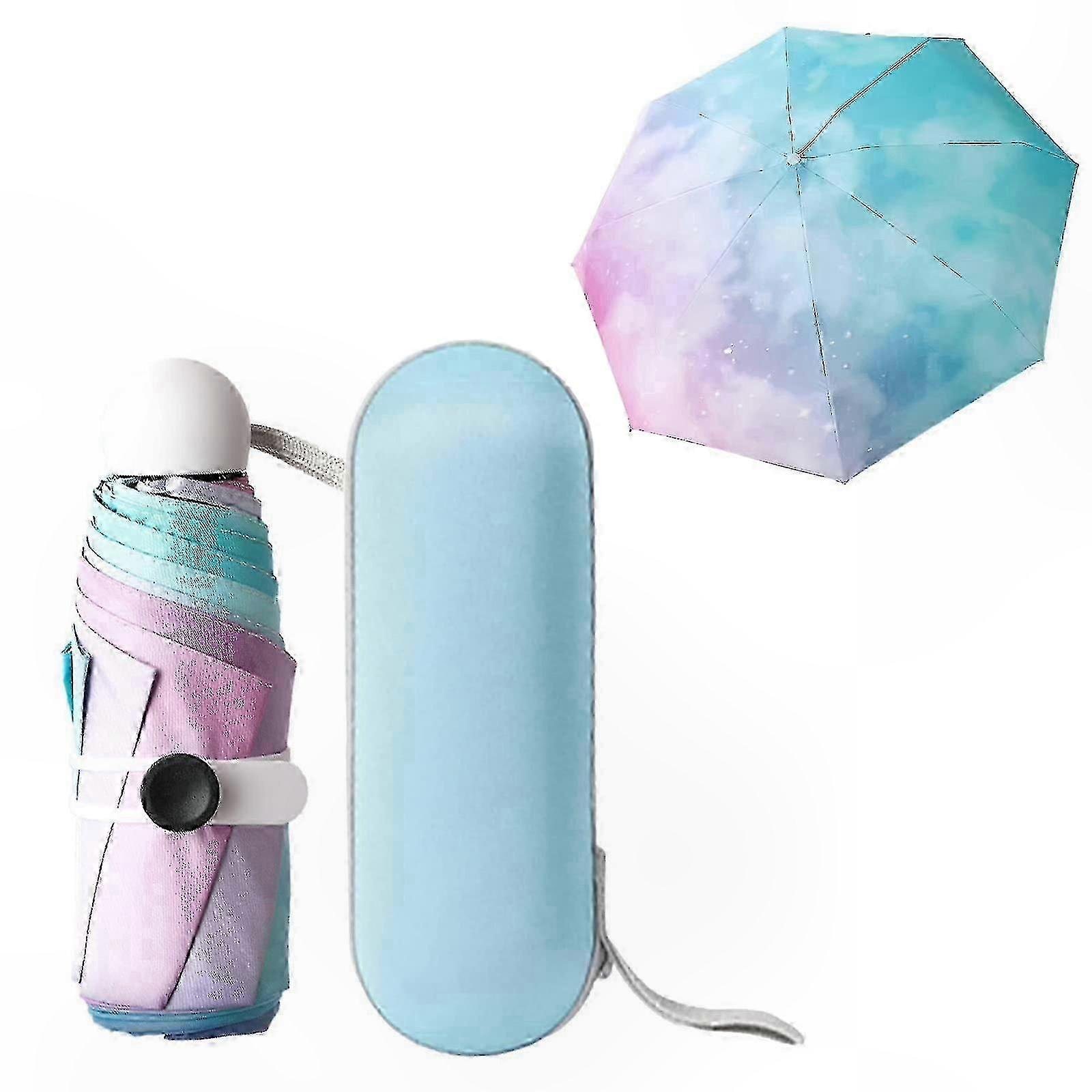 Windproof Compact Umbrella with UV Protection, 8-Rib Mini Folding Travel Umbrella, Ergonomic Handle, Capsule Case Included