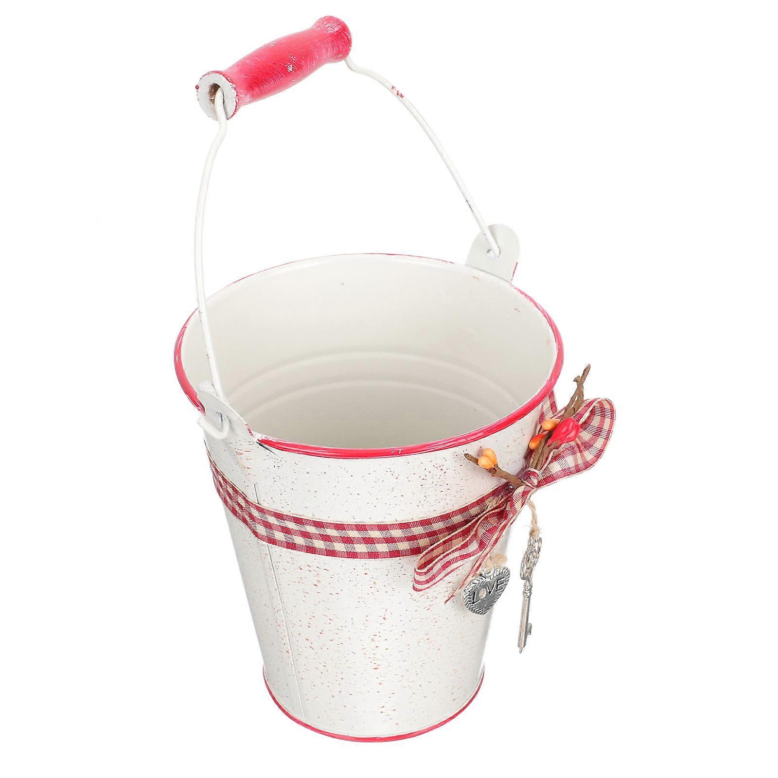 Creative Iron Flowerpot Practical Flower Planting Pot with Bowknot