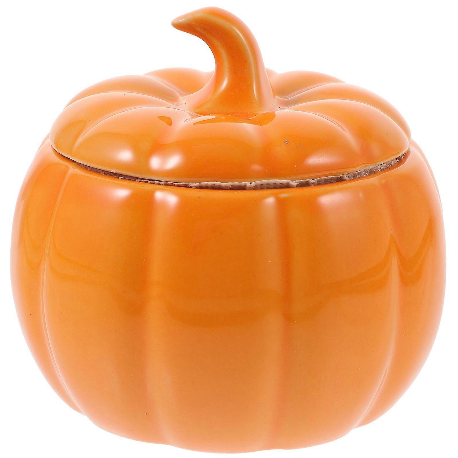 Ceramic Tea Canister Small Storage Container Pumpkin Shape Cookie Jar Kitchen Storage Jar