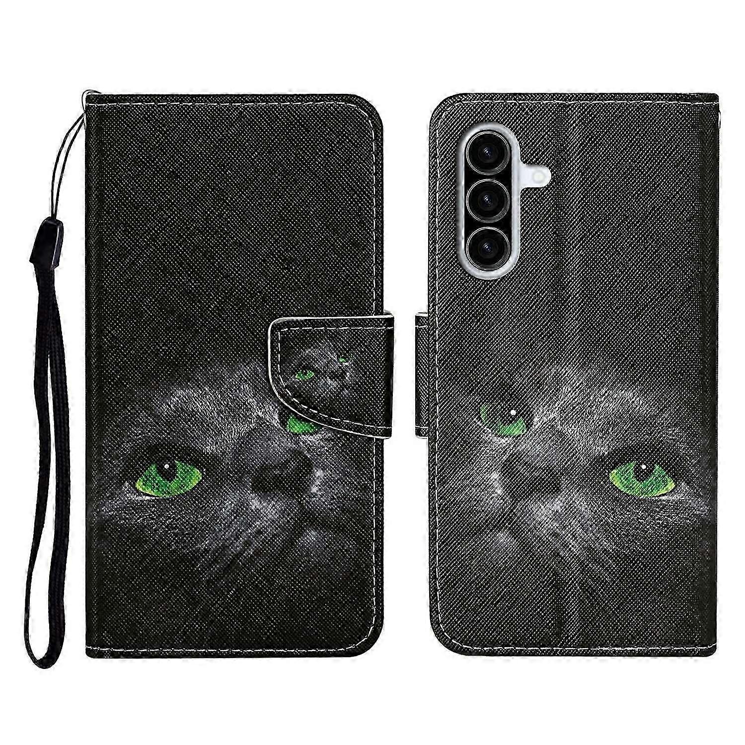 Samsung Galaxy A36 5G Cat Pattern Protective Folio Phone Cover with Wrist Strap