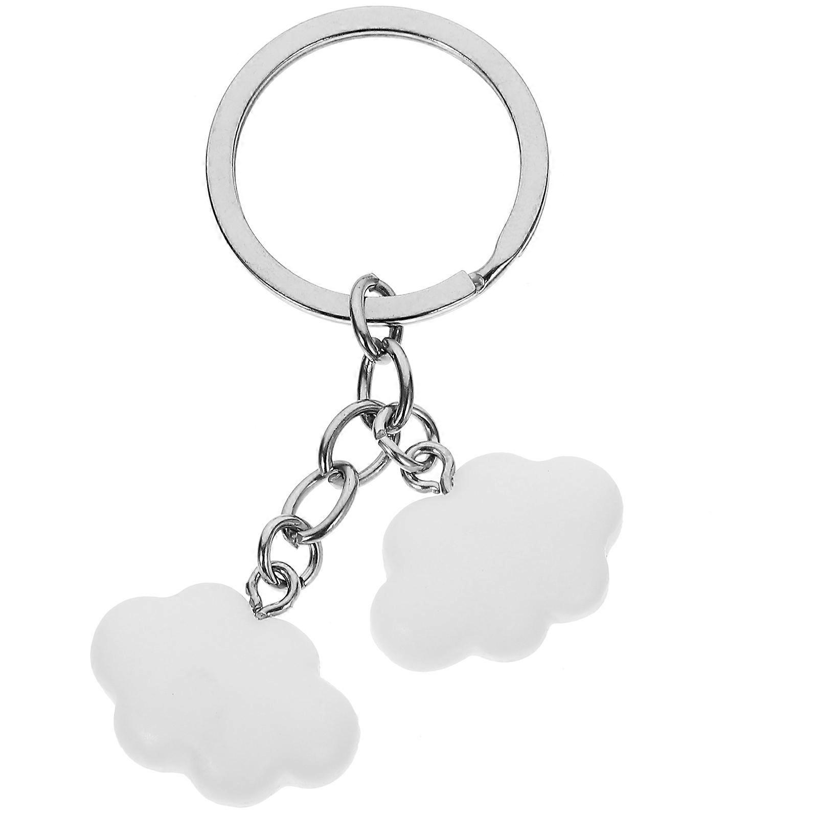 Metal Cloud Keyring Key Chain for Backpack Hanging 2Pcs Silver Ornament