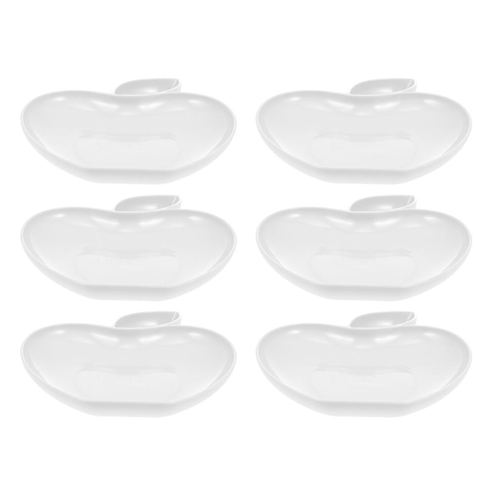 6Pcs Simple Design Apple Shaped Dip Plates Practical For Household Use Suitable For Various Occasions Like Birthdays And Celebrations