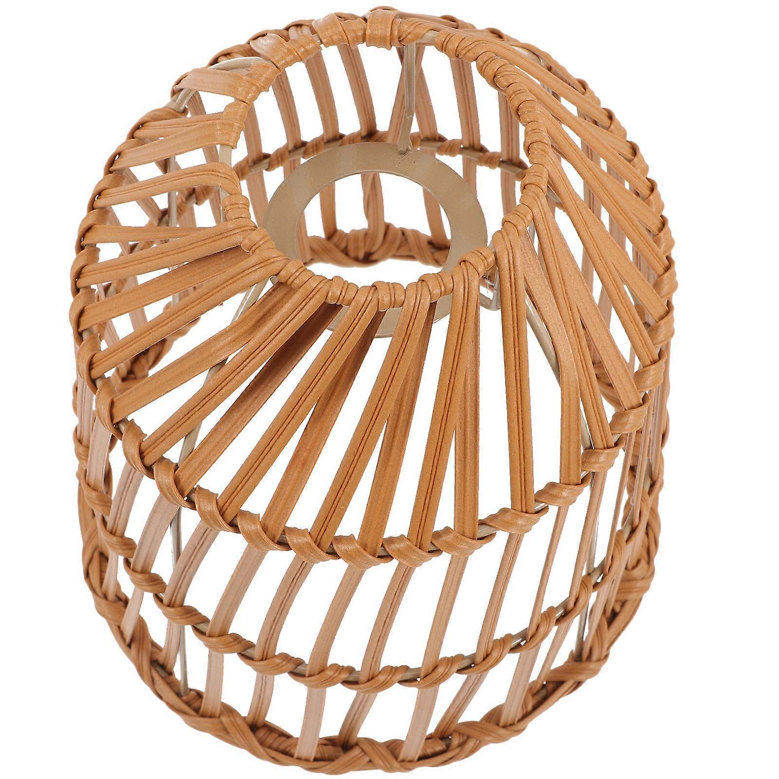 Woven Lampshade Light Brown for Decoration 2Pcs Imitation Rattan Lamp Cover