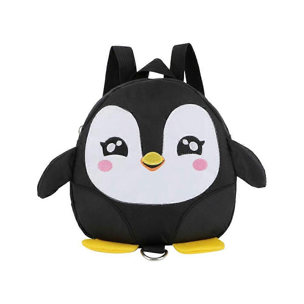 Cartoon Child Backpack Penguin Kid Backpack for Kids Use 2Pcs Black