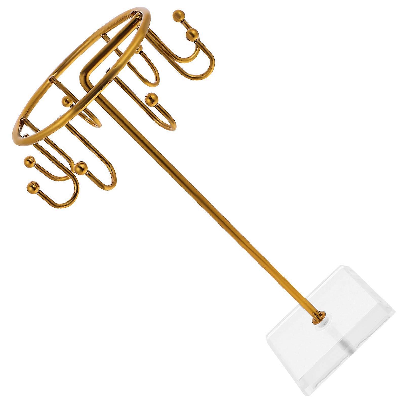 Jewelry Holder Stand 2Pcs Desktop Metal Earring Display Organizer For Retail Store Display Simple Design Golden Color Multi-Functional