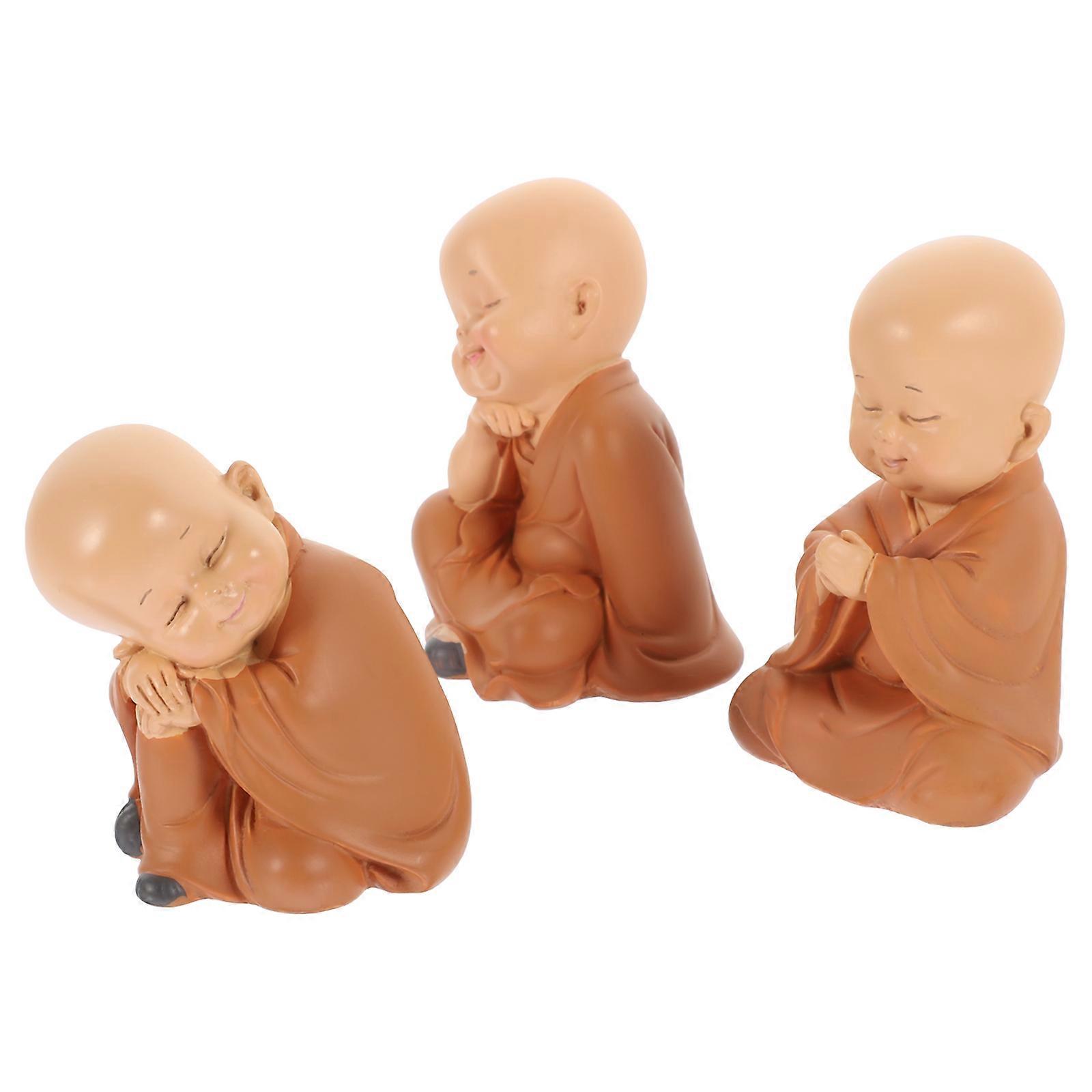 Dynamic Car Interior Decorations Monk Doll Shape 3Pcs Multi-functional Gifts for Boys Home Use