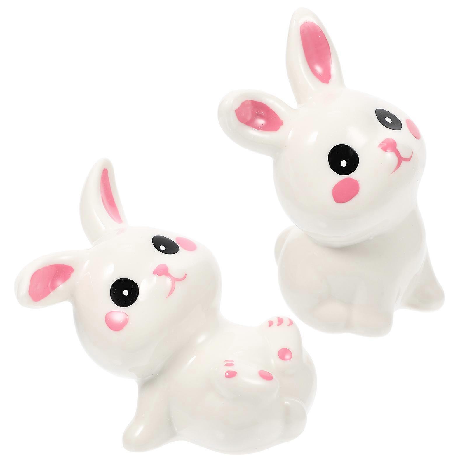 Ceramic Rabbit Figurine for Decor 6Pcs White Bunny Desktop Ornament