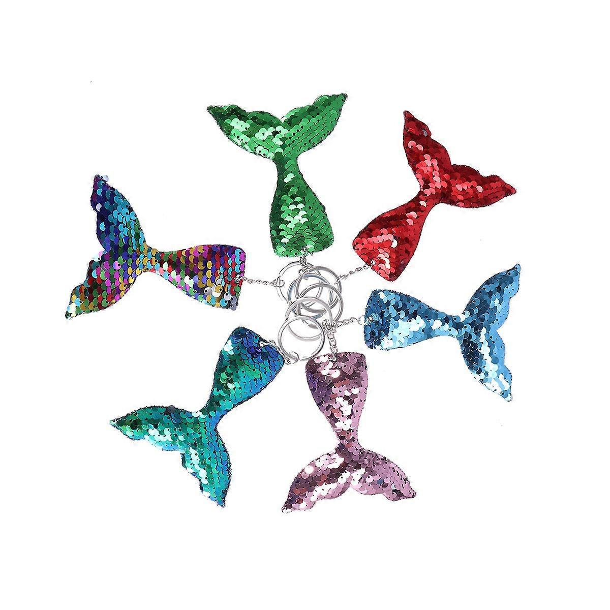 Mermaid Bag Pendant for Decoration 12Pcs Assorted Color Shiny Keychain Rings