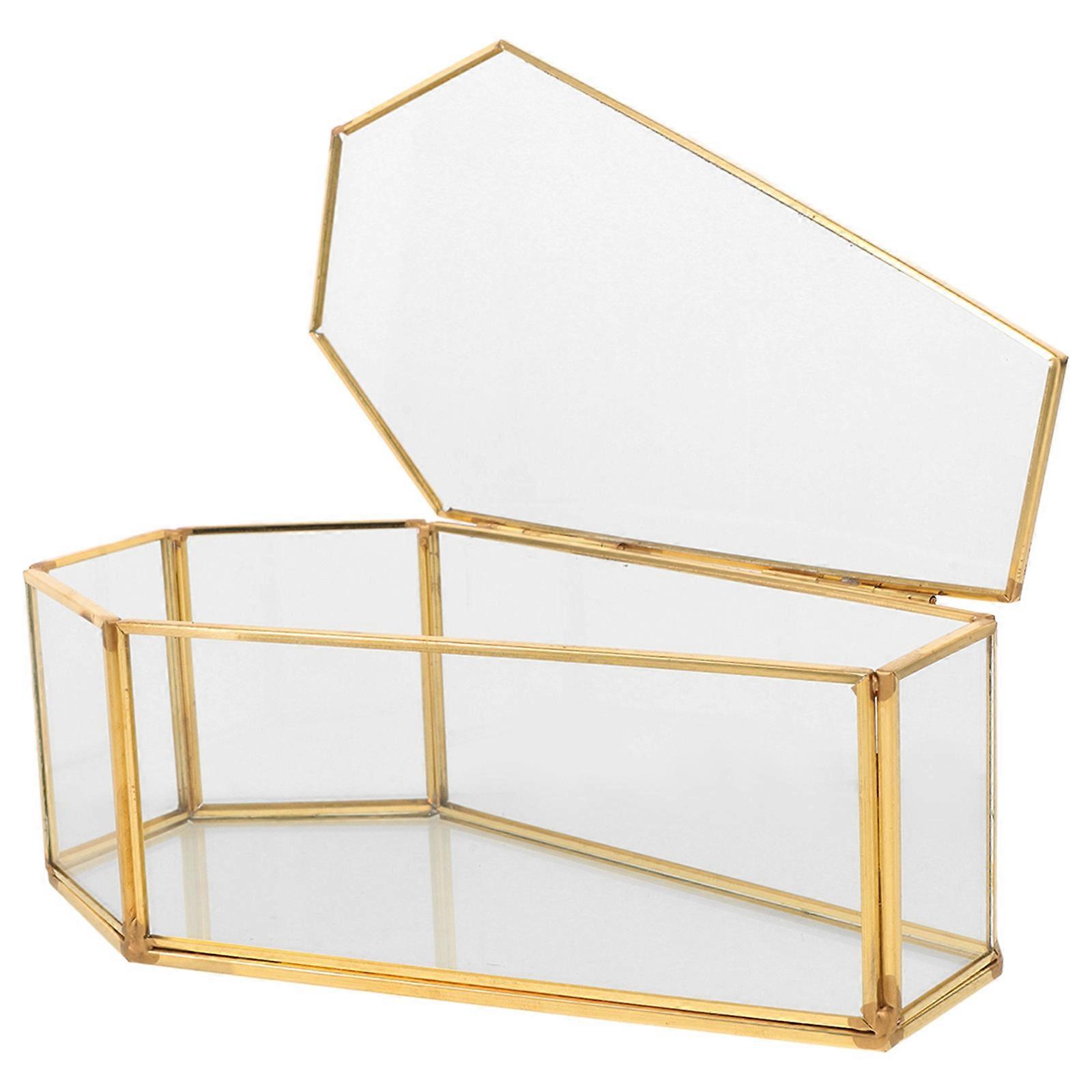 Decorative Glass Coffin Jewelry Box for Storage 3Pcs Transparent Display Box