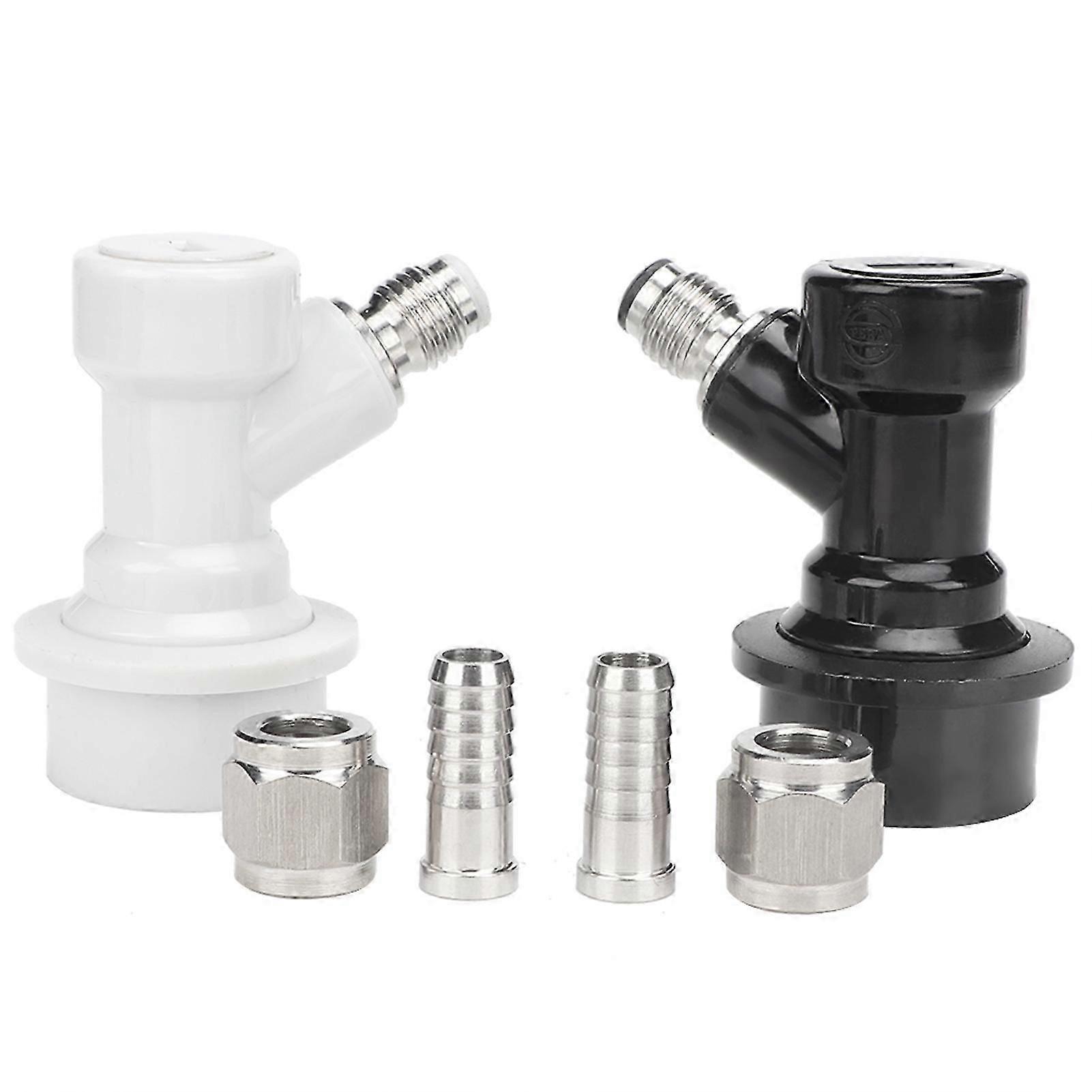 4-Piece Threaded Ball Lock Keg Fittings - Plastic Connectors with Adapter Clamp for Homebrewing and Beverage Dispensing