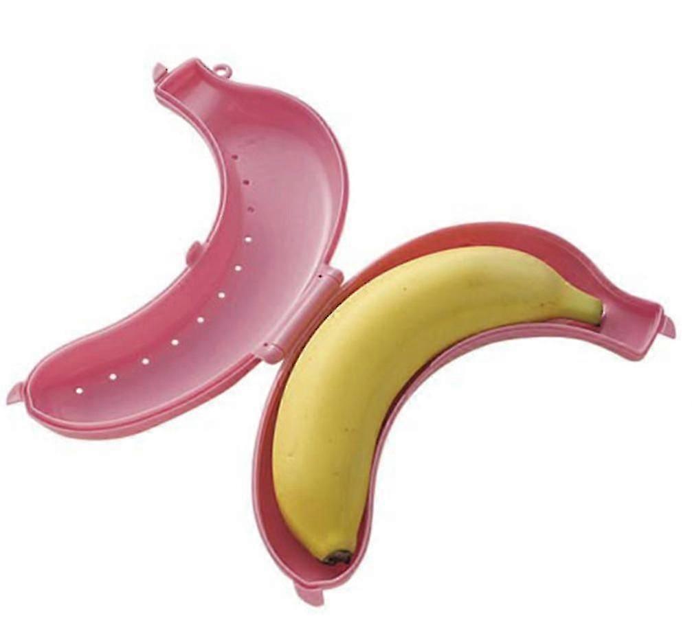 2Pcs Pink Banana Protector Case Outdoor Lunch Fruit Box Storage Holder Banana Guard Az9519