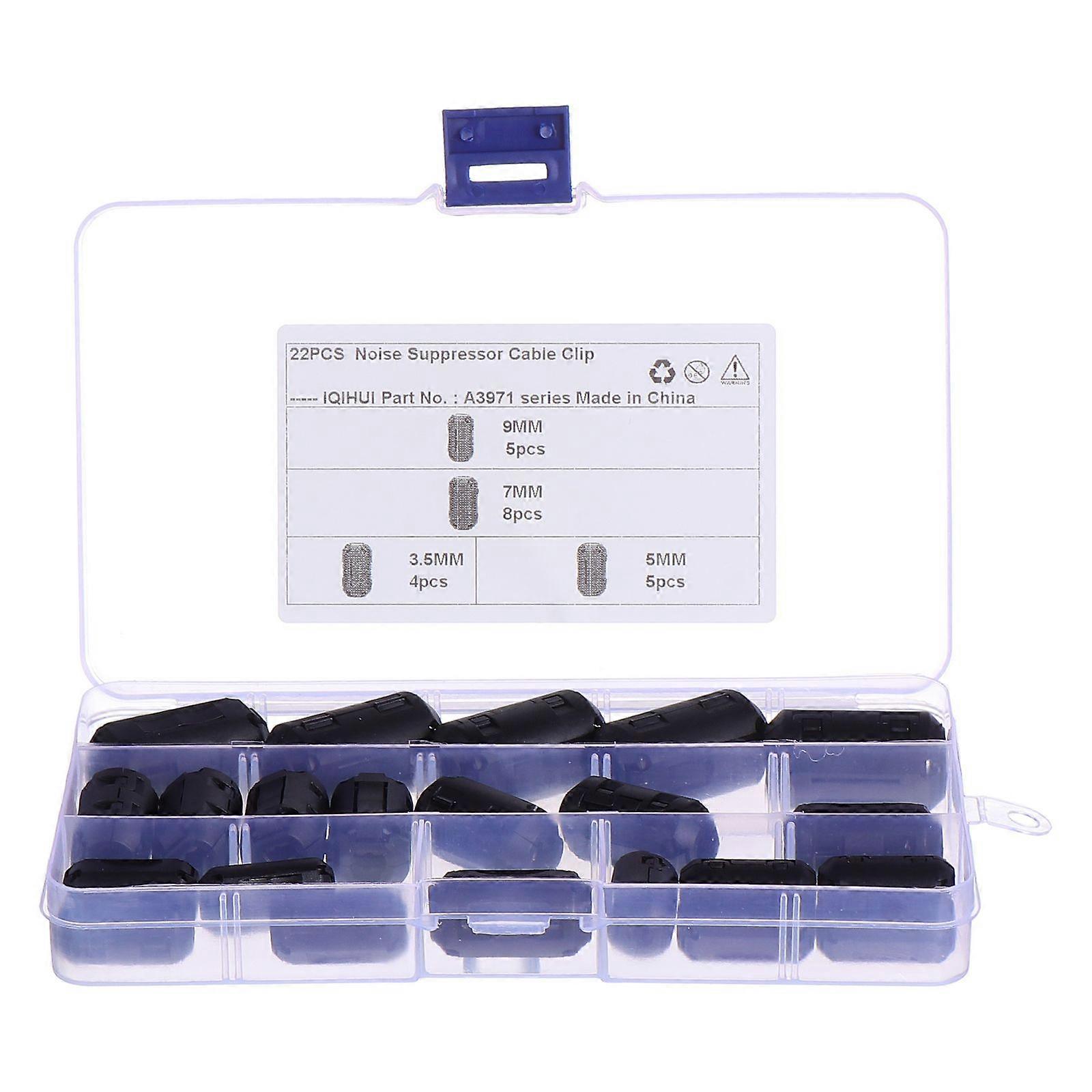 Noise Suppressor 22Pcs Ferrite Core Cord Ring Choke For Electronics Use 17.8X10CM Black Noise Reduction