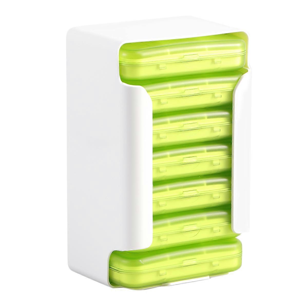 Daily Pill Organizer Travel Friendly Dustproof Storage Case Green 1Set