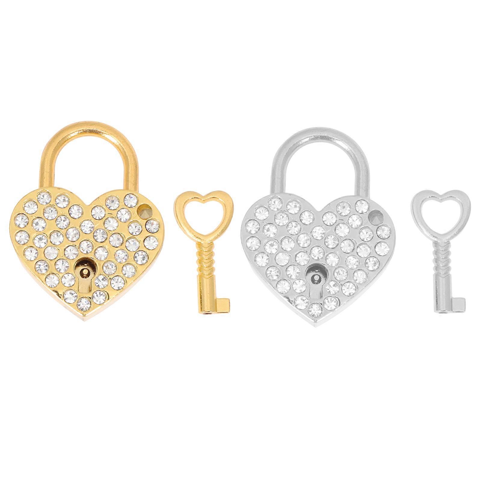 Love Locks Rhinestone Heart Shaped Locks for Decoration 8Sets