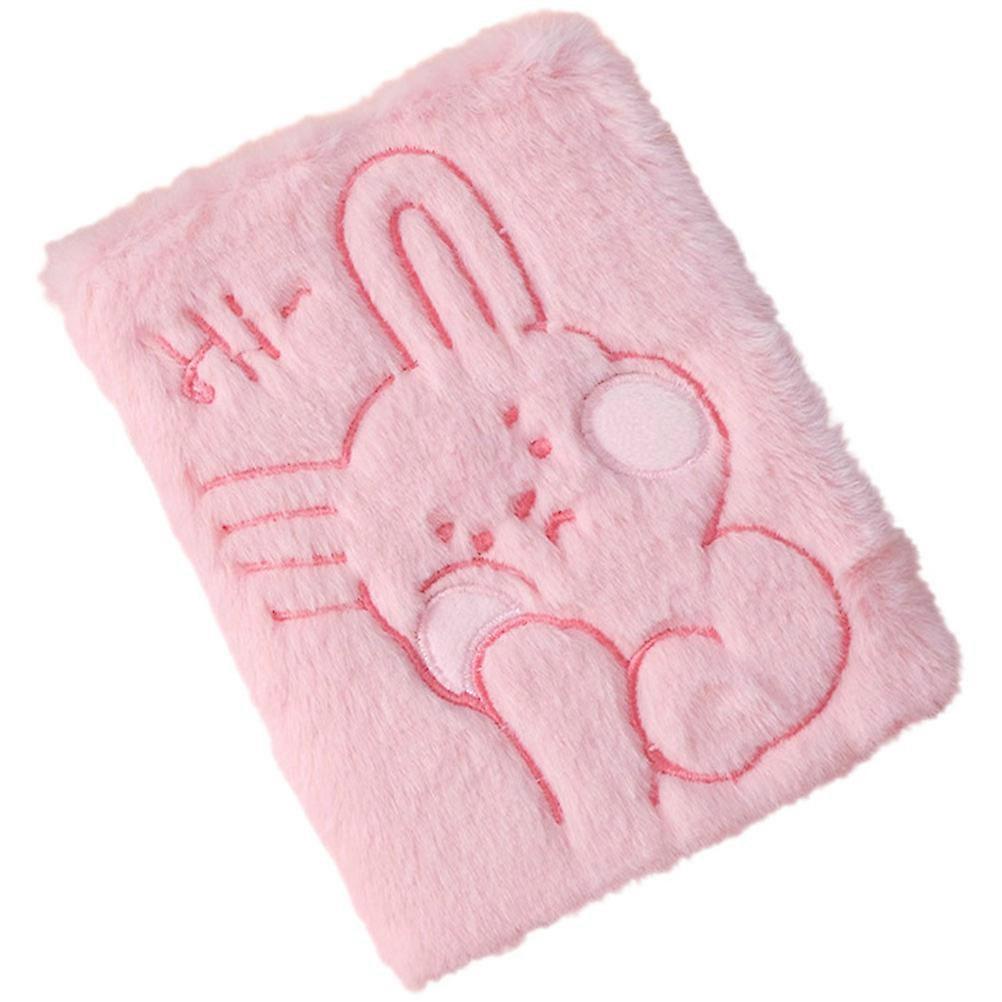 Pink Plush Diary Book for Writing 4Pcs Cartoon Girl Daily Use Notebook