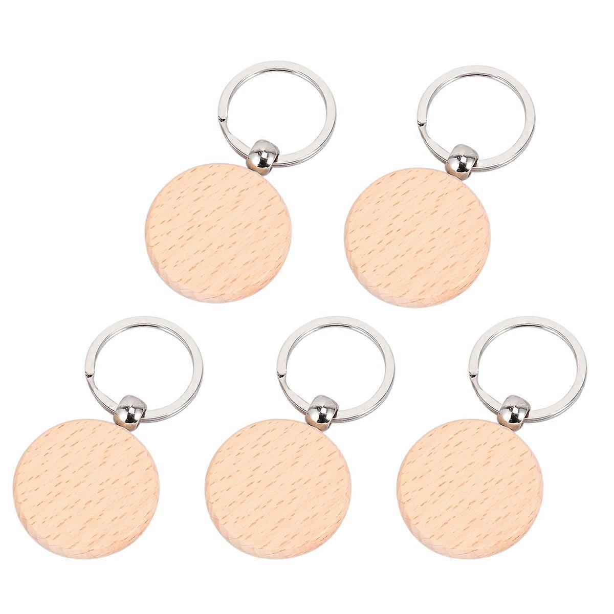 Wood Keychain Beech Wood Keyring for Hanging Ornaments 10Pcs