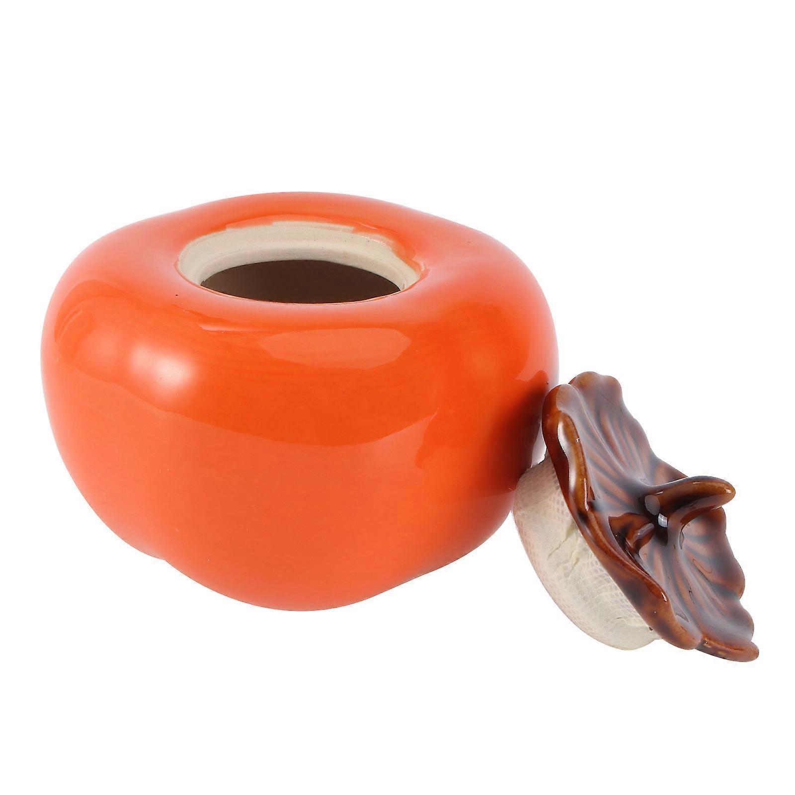 Decorative Sweets Jar Ceramic Canister for Storage 3Pcs Orange