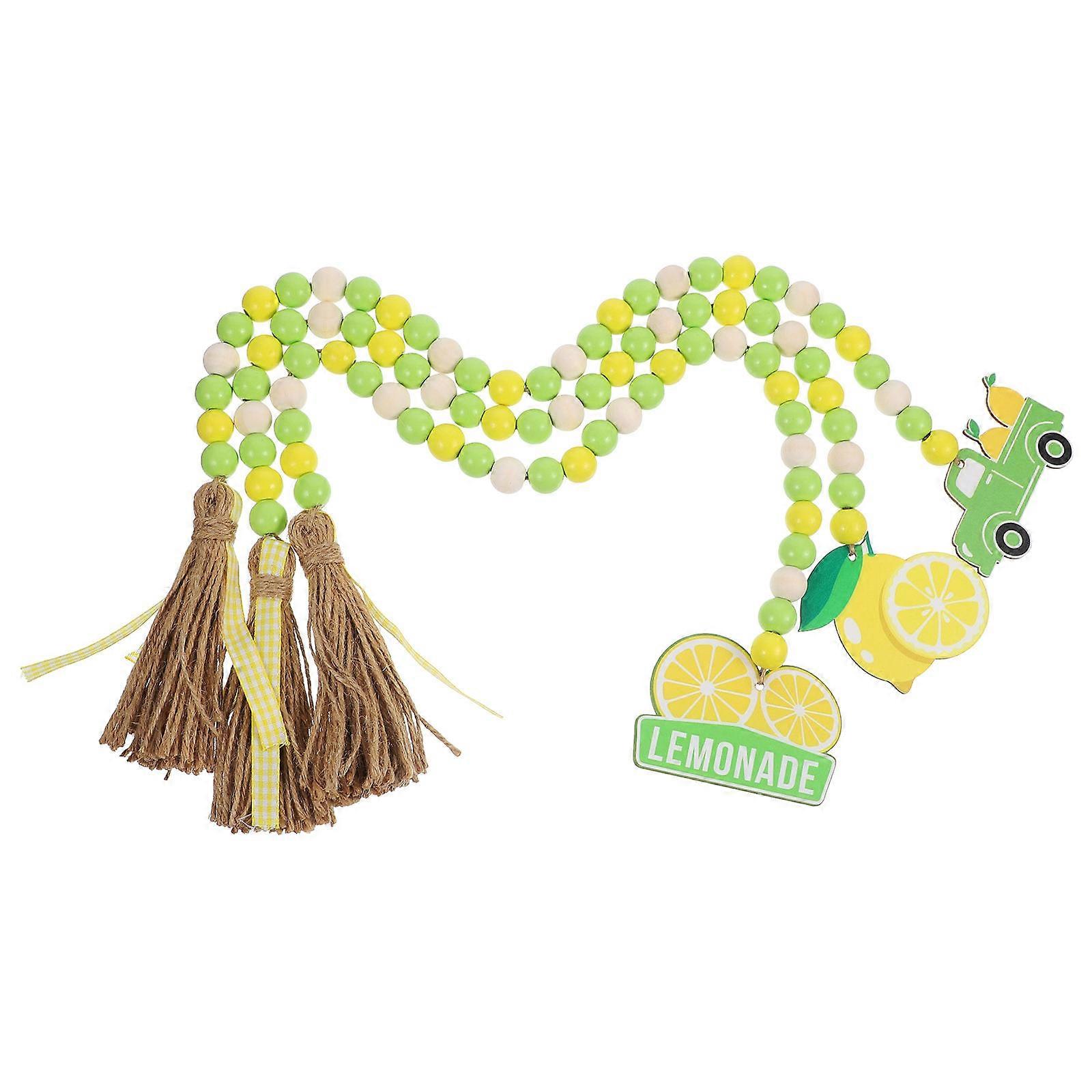 Wood Beaded Garland for Hanging Decoration 6Pcs Rustic Lemon Style