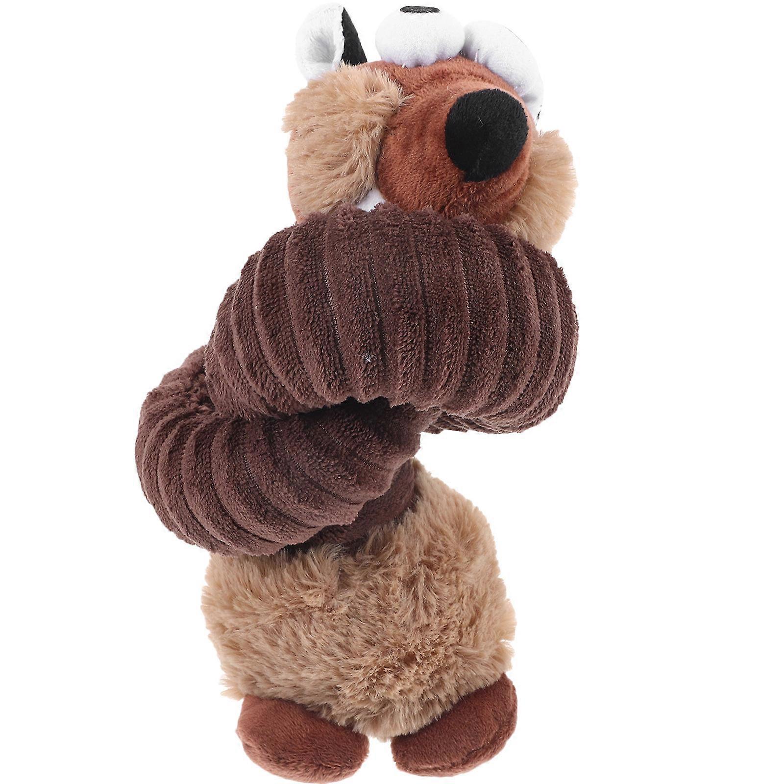 Interactive Cat Toy Cartoon Sound Toy For Indoor Play Brown Elastic Design 1Pack