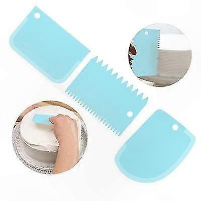 3-Piece Blue Cake Dough Scraper Set