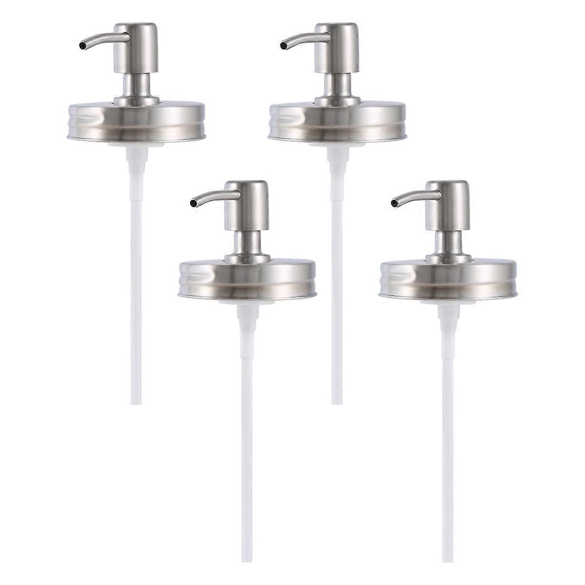 4 Pack Jar Soap Dispenser Lids with Pumps,Lotion Soap,Silver