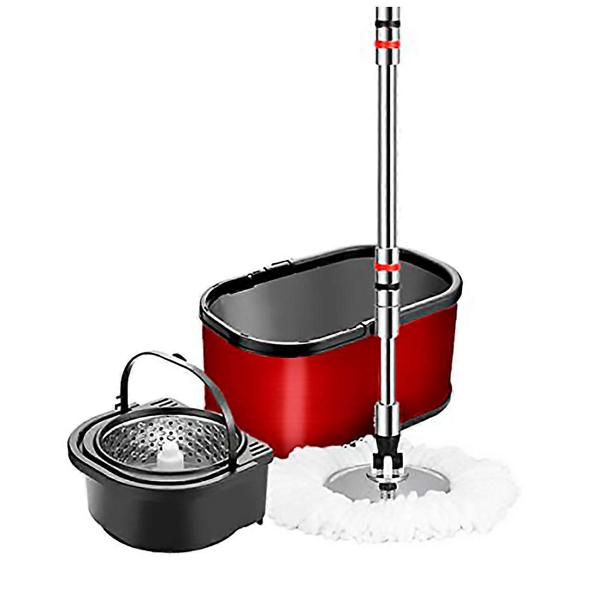 Brandtrendy Mop with Spinning Bucket |   Red Color |   Hands-Free Juicer |   Extendable Handle up to 140 cm |   Microfiber Mop |   Drain Plu