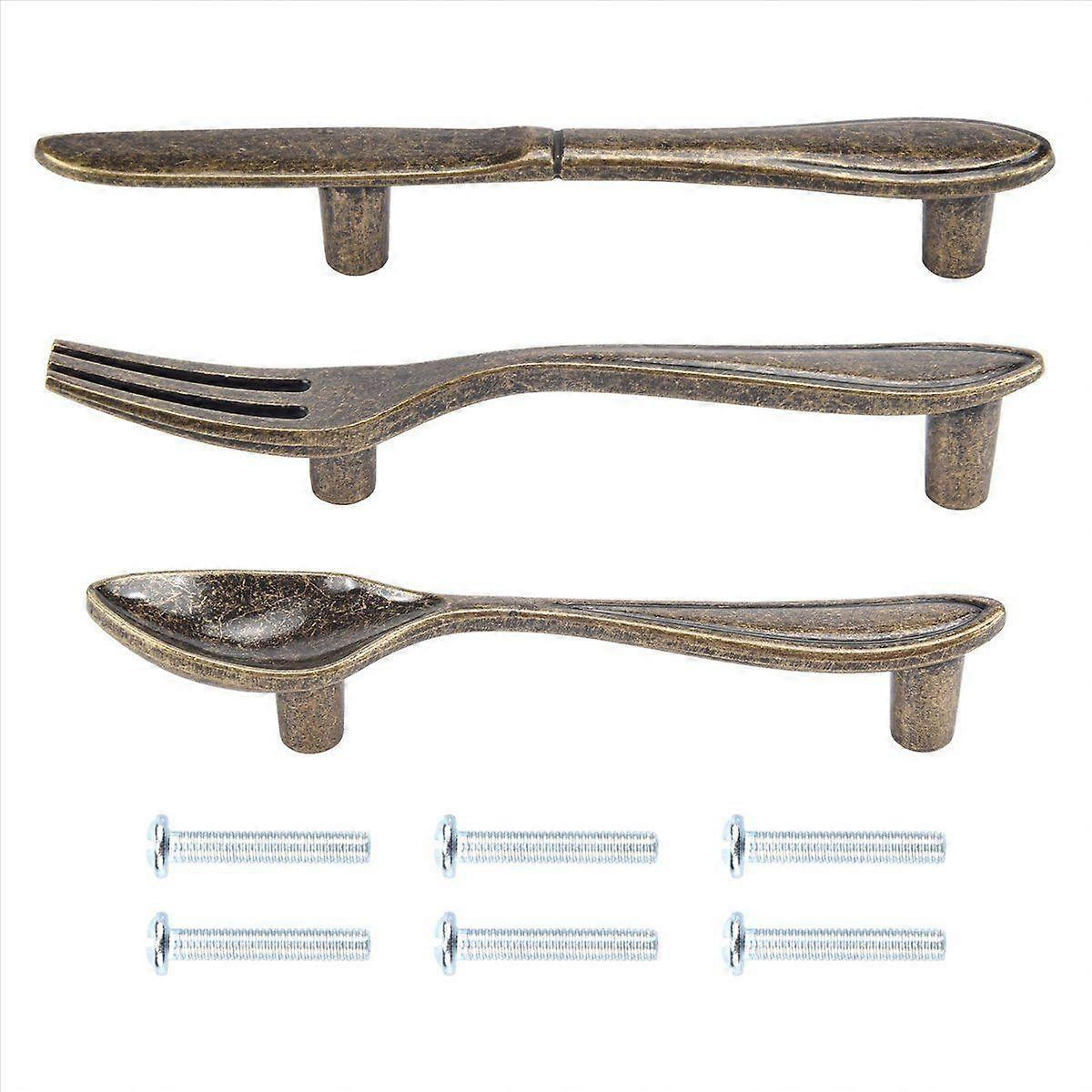 15 Pcs Spoon Fork Kitchen Cabinet Closet Drawer Pull Handles Bronze