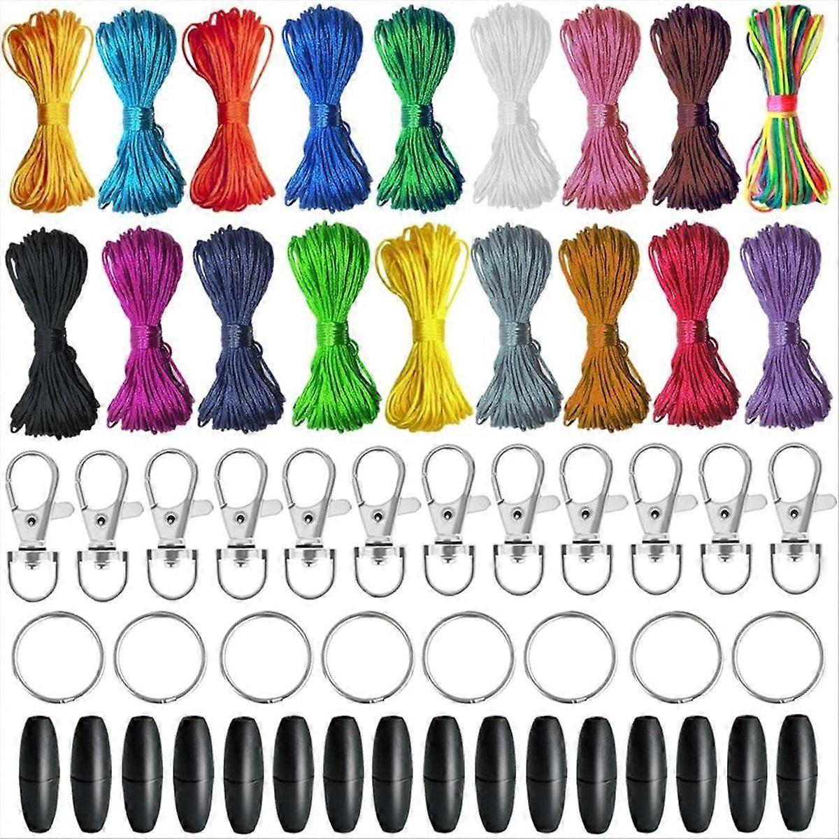 Nylon String for Bracelets Making Kit + Keychain Clips