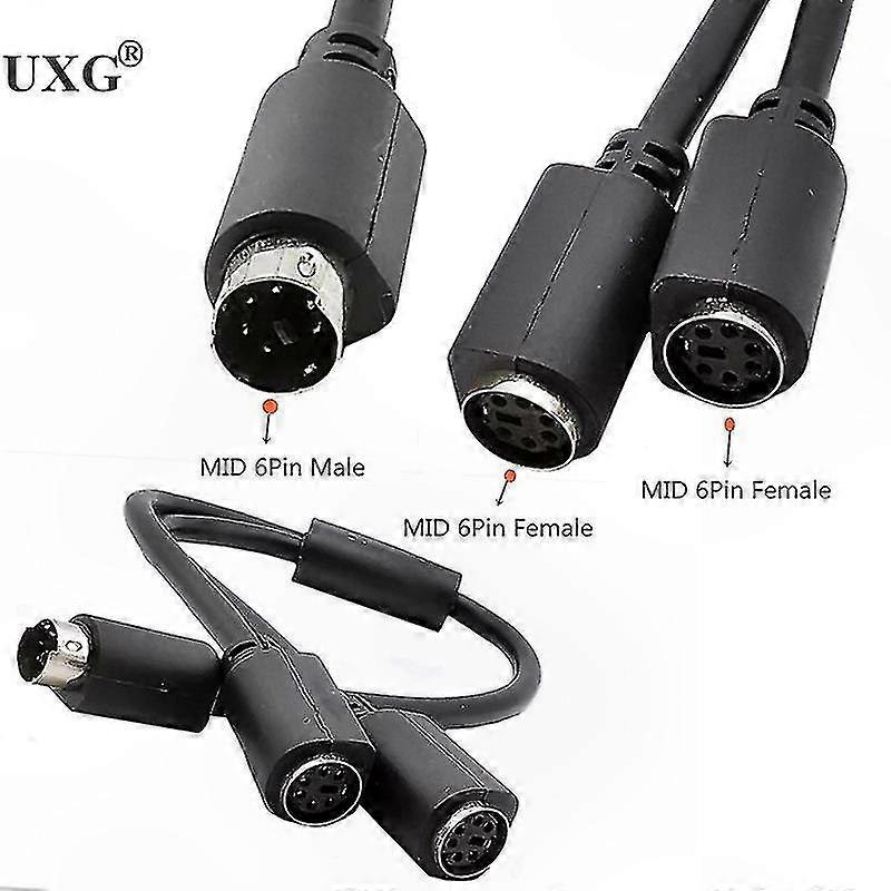 6-Pin Mini Din Y Splitter Adapter Cable for PS/2 Data Connection, 30cm Length