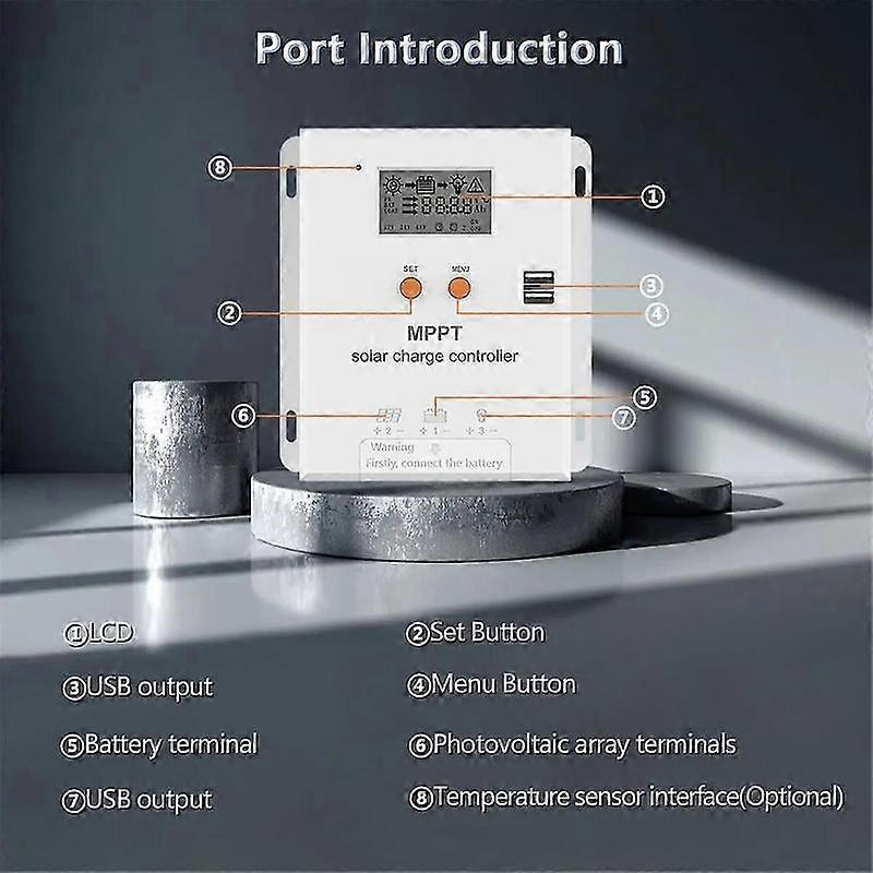 MPPT 20A Solar Charger Controller 12V 24V Battery Regulator with LCD Display for AGM, Gel, Flooded a