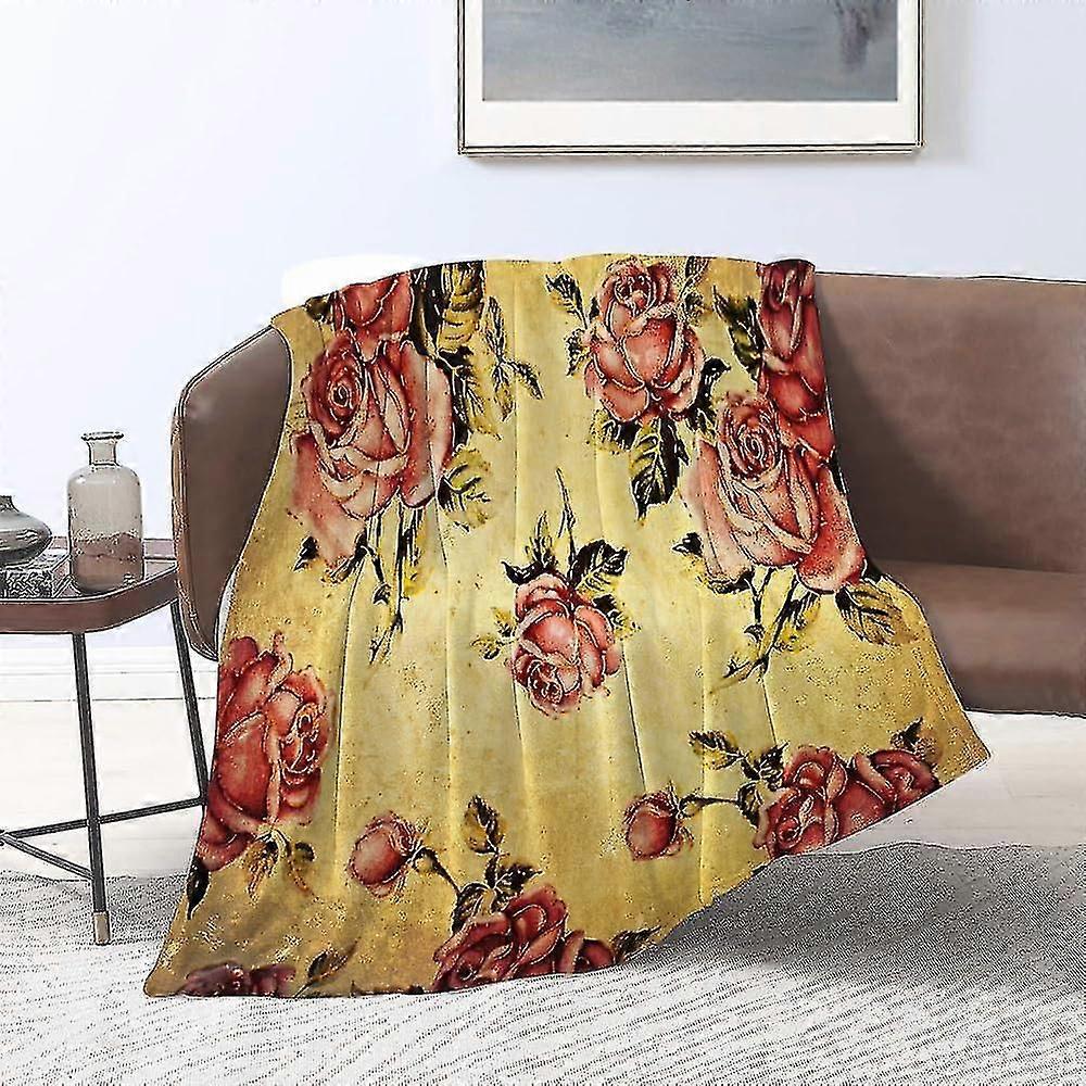 Cobertor de flanela, conjunto de capa de edredom com decoração de rosas, padrão de rosas em estilo vitoriano antigo com C dramático, mantas para sofá, cobertor fofo, cama