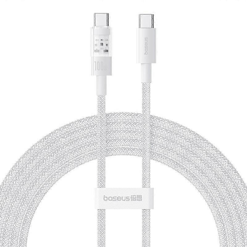 Cable de carga rápida Baseus Gem USB-C a USB-C de 2 m y 100 W, blanco