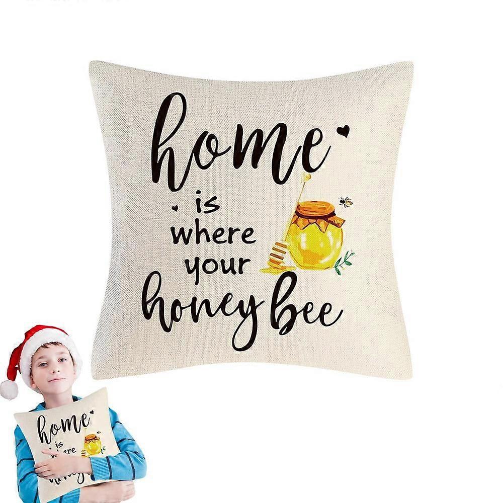 AIXING Honey Pillow Case, Compatible with Gold Bee Decor, Soft Square Cover with Invisible Zipper for Home, Garden, Car, Office, Bed