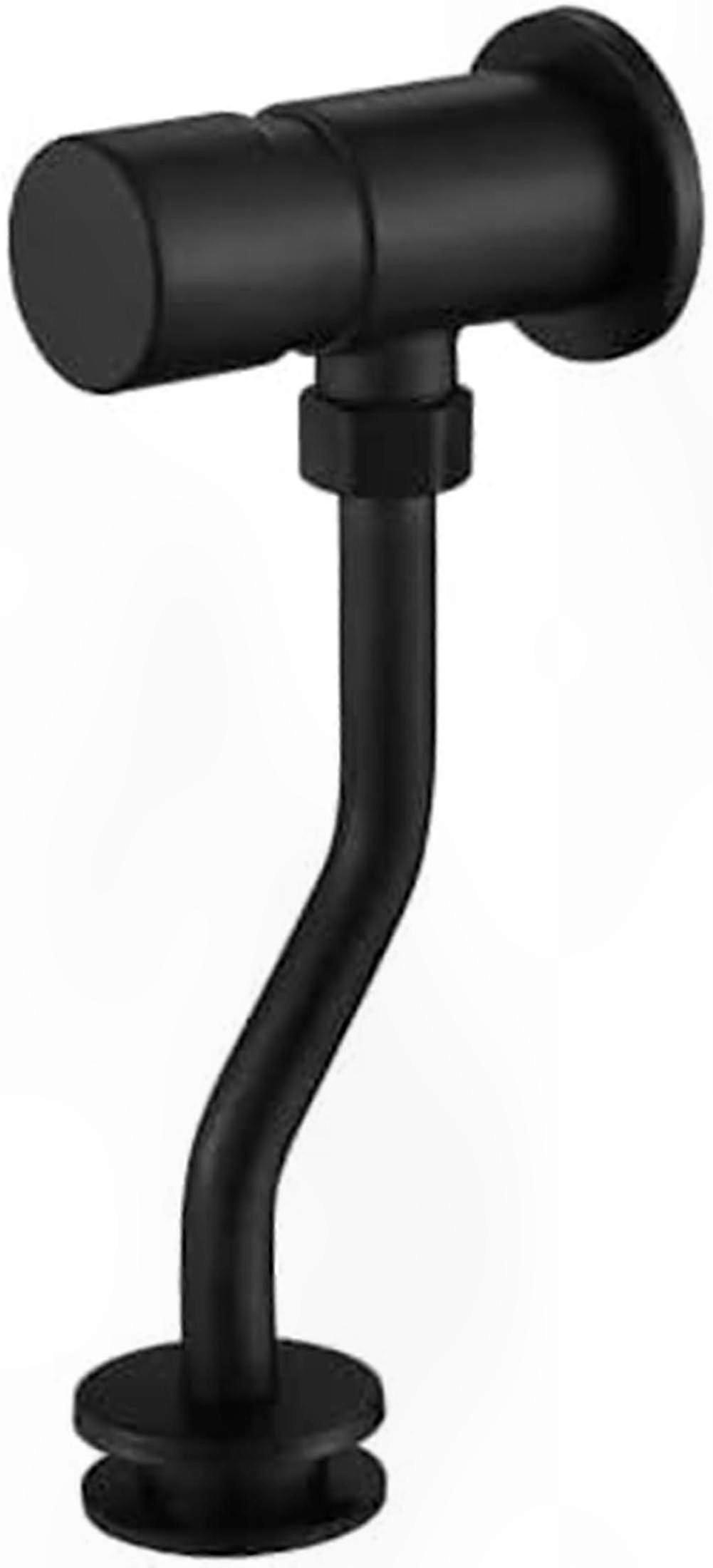 Wall-Mounted Stainless Steel Urinal Flush Valve with Manual Push Button and Auto Close Feature, Matte Black Finish