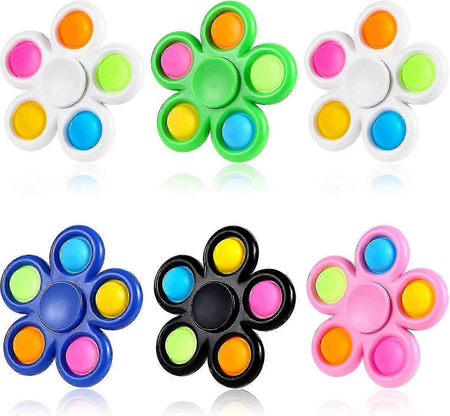 6 Pack Pop Fidget Spinner, Push Bubble Fidget Spinner, Party Favor Sensory Simple Fidget