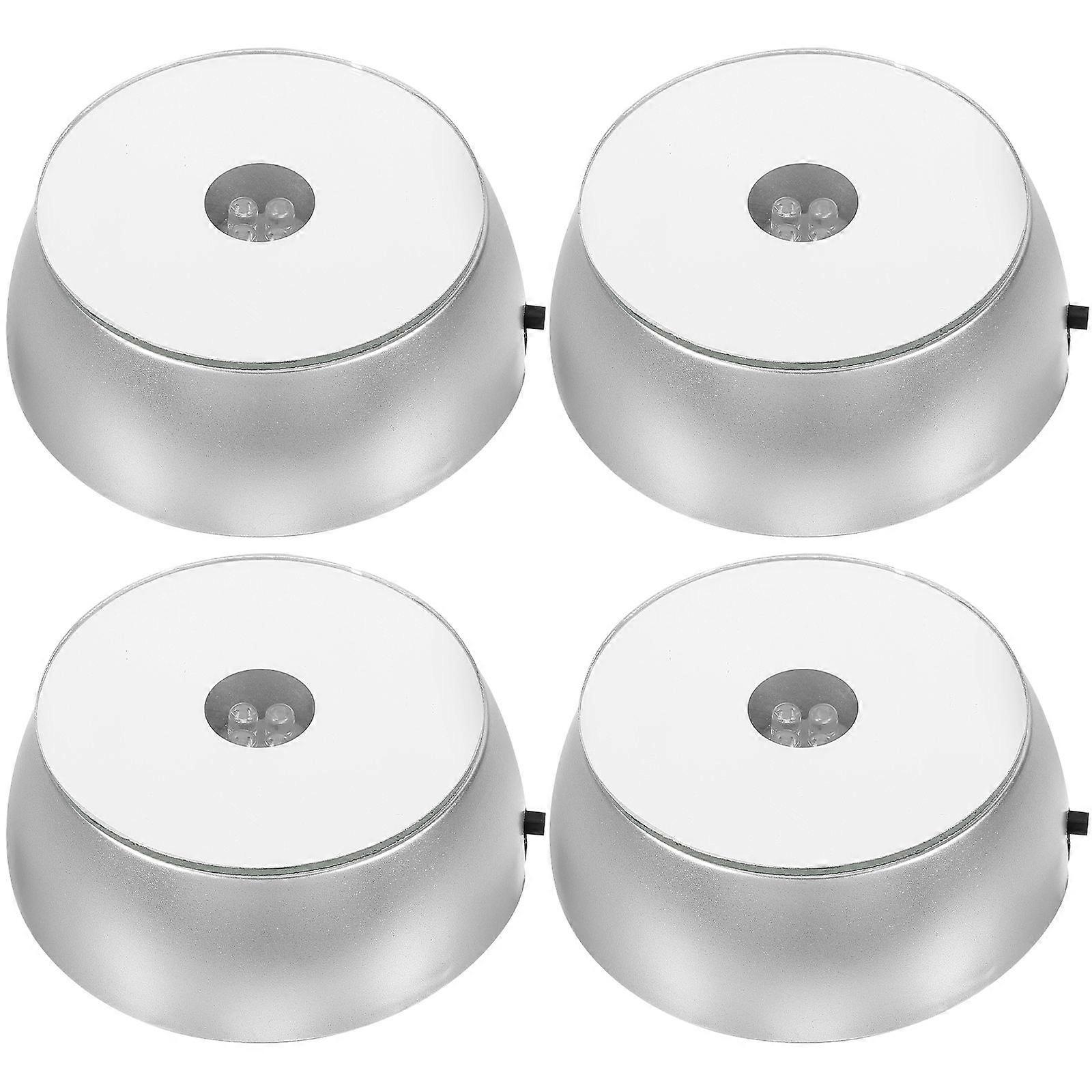 4 st mode LED-kristaller displaybas färgglatt ljusstativ glaskonsthållare utan batteri