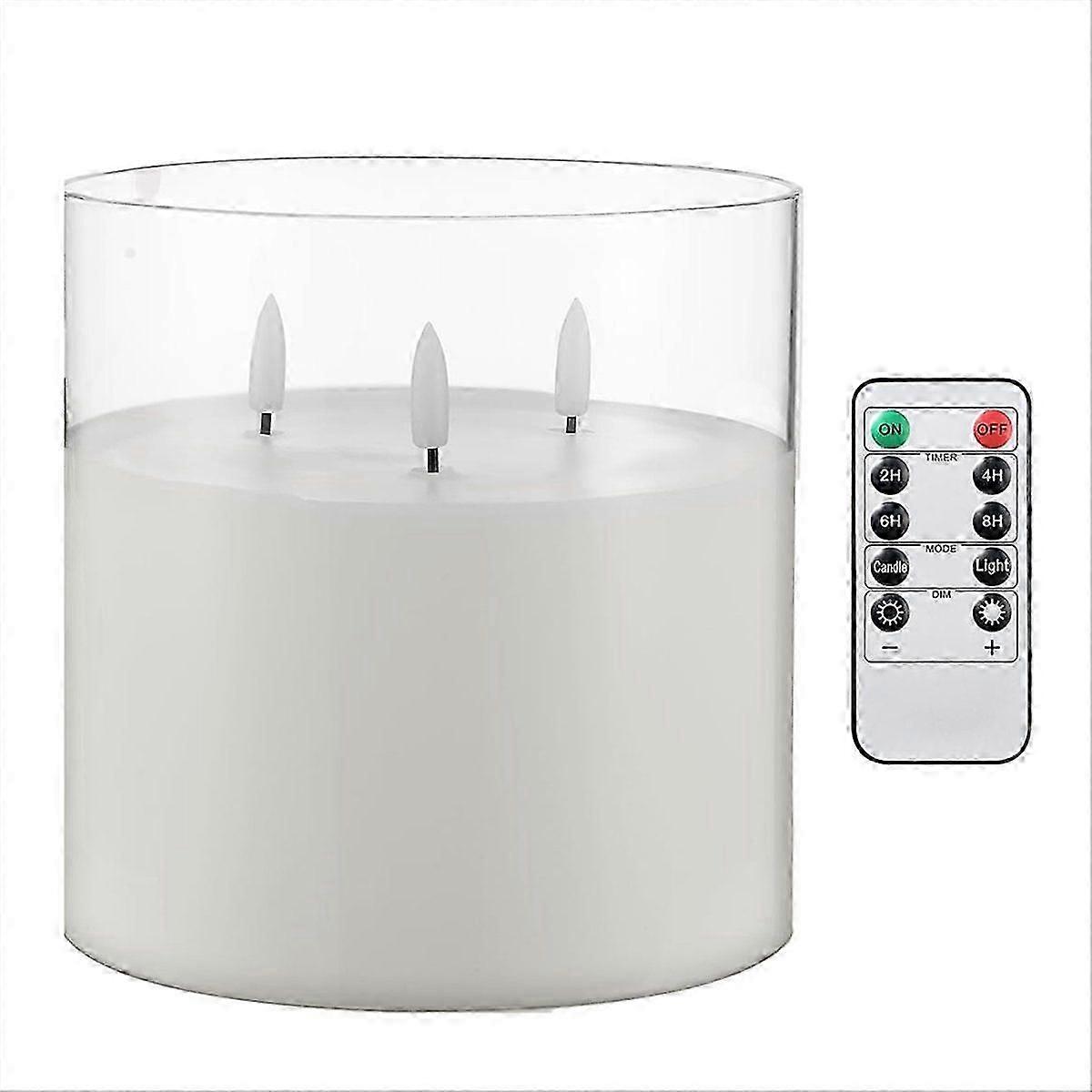 6x6Inch Extra Large Flameless Candles, 3 Wick Glass Large Candles with Remote Control and Timer,for Home Party Decor