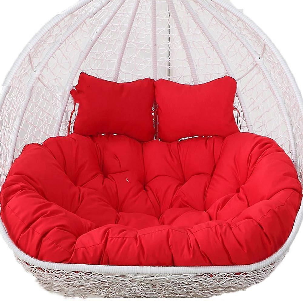 Egg Cushion Double Hanging Swing Lounge Chair Pad With Ties Outdoor 2 Seater Soft Deep Cushion Fully Filling Not Collapse Red
