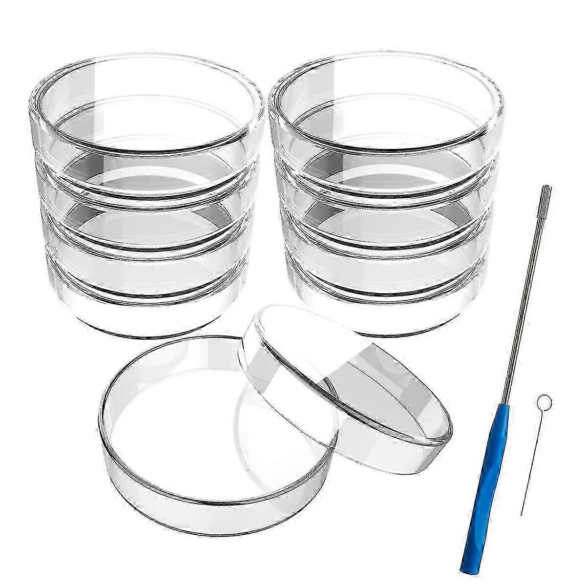 100 Mm Glass Dishes, 10 Pcs Autoclavable Lab Plates With A Inoculation Loop, Autoclavable And Reusable