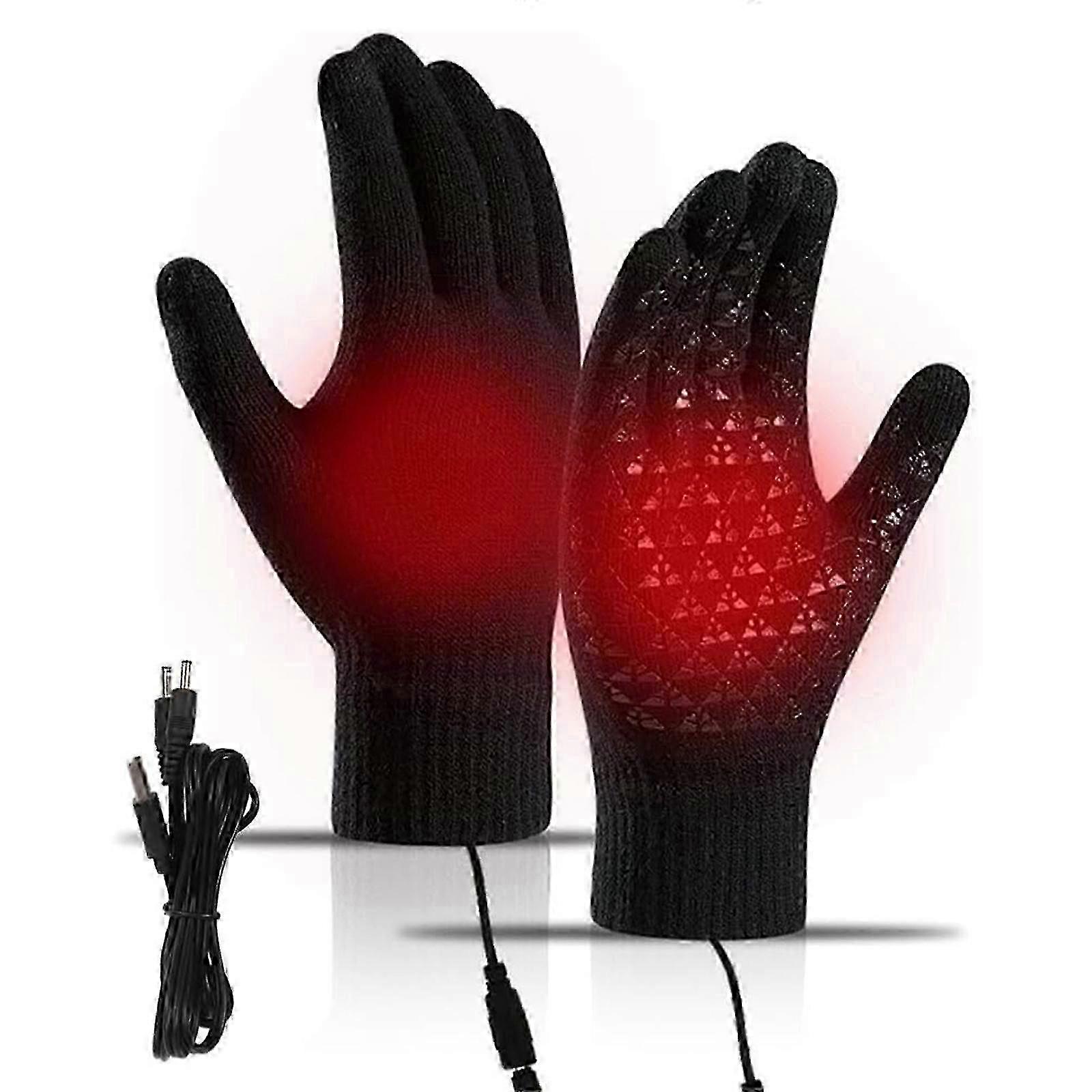 USB Heated Winter Gloves, Windproof Touchscreen Electric Gloves for Skiing Cycling