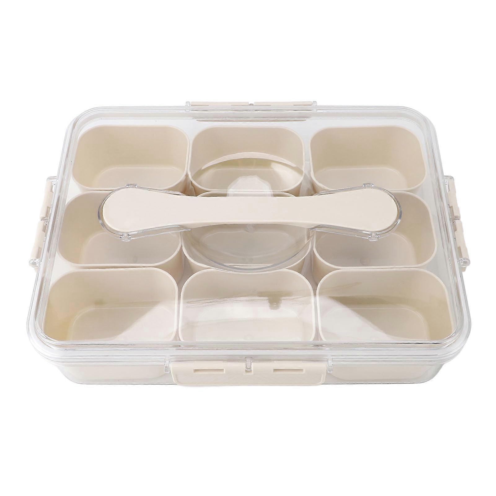 PLA Seasoning Box Storage Container With Clear Lid And Handle 9Compartment Divided Serving Tray Food Grade