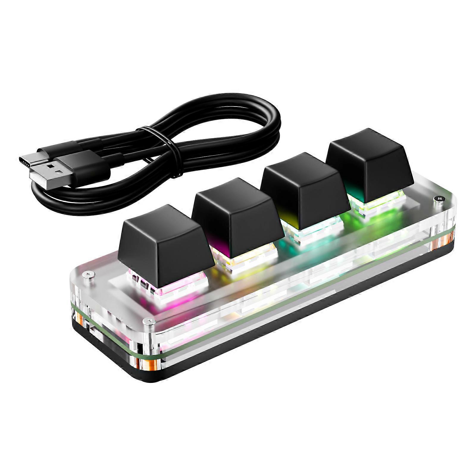 ABS 4 Key Programmable Office Keypad Plugs Play Support Enhances Productivity Tool Macro Pad Keyboards  Black