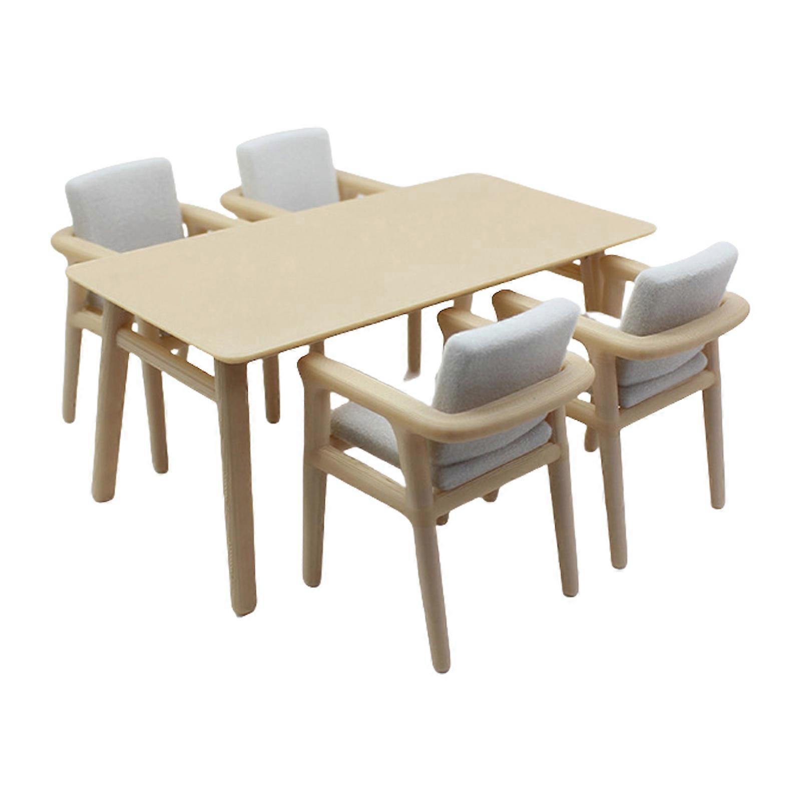 5pcs Miniature Dollhouses Dining Table and Chairs Set for Realistic 1/12 Scale Scene Display Decoration Roleplay Game Toy Multicolor