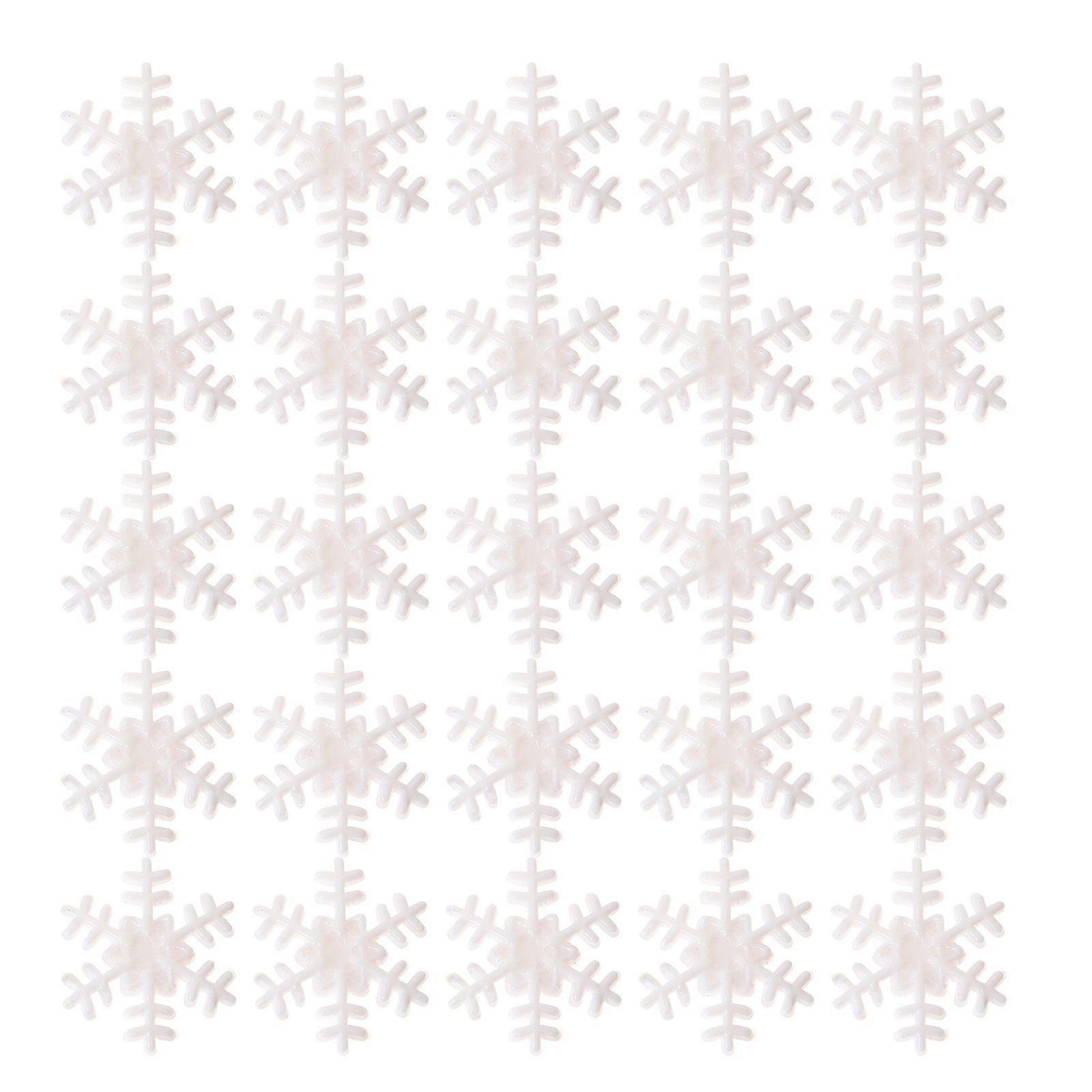 200Pcs Christmas Snowflake Decors Snowflake Pendants Xmas Tree Decorations White