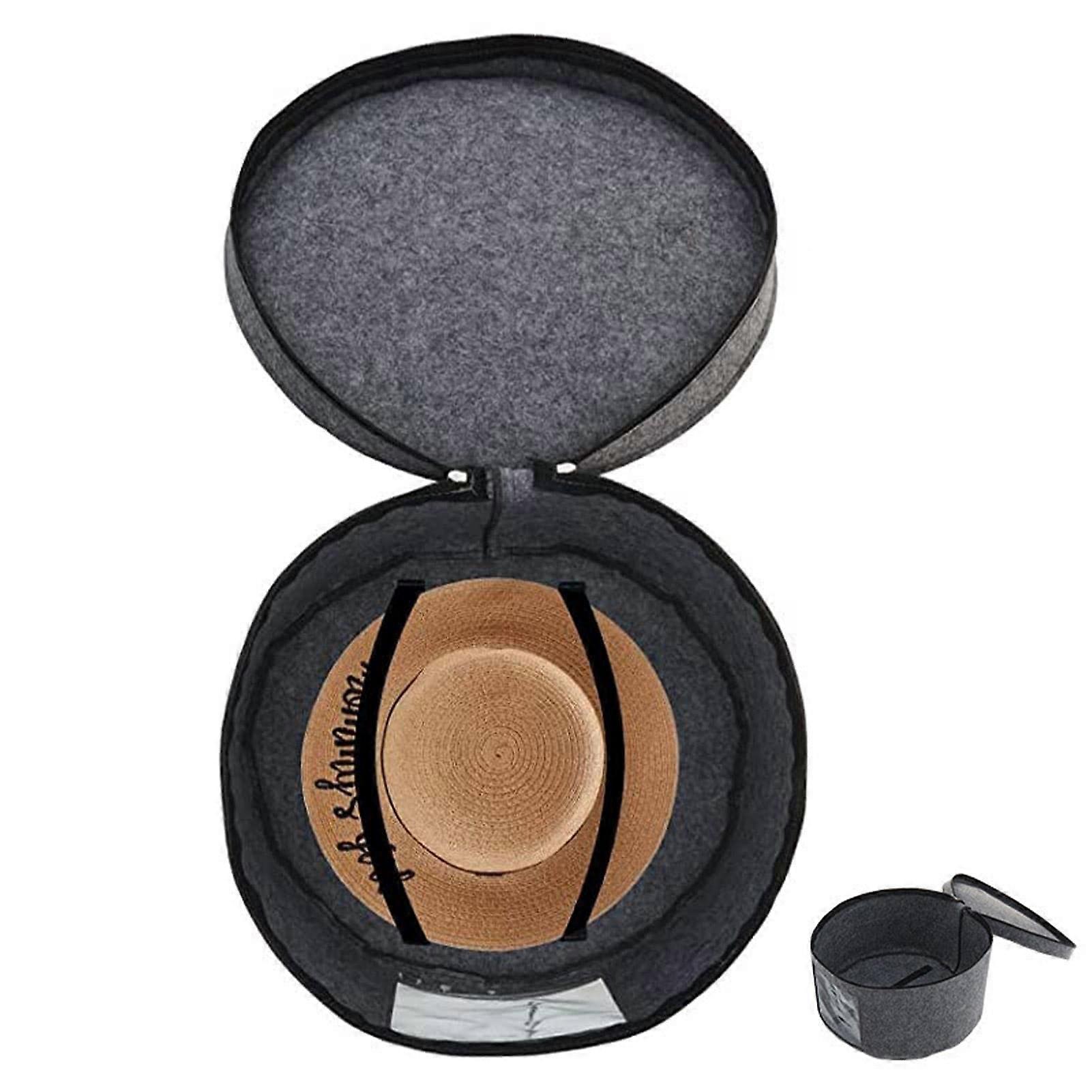 Dustproof Hat Storage Box with Elastic Strap for Travel, Fits Hats, Scarves, Blankets
